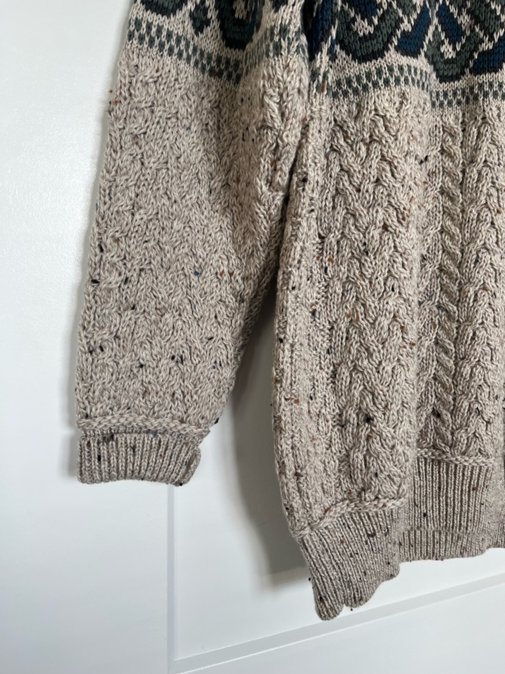 Aran Crafts Ireland Wool Sweater XL Fisherman Cable Knit Nordic zip Pullover - Picture 3 of 9